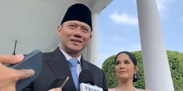 Menteri Koordinator (Menko) Bidang Infrastruktur dan Pembangunan Kewilayahan Agus Harimurti Yudhoyono (AHY) saat ditemui usai rapat koordinasi Badan Otorita Pengelola Pantura Jawa (BOPPJ) di Jakarta Senin (4/5/2026).